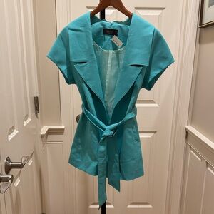 SHN Woman Aqua Short-Sleeve Belted Blazer